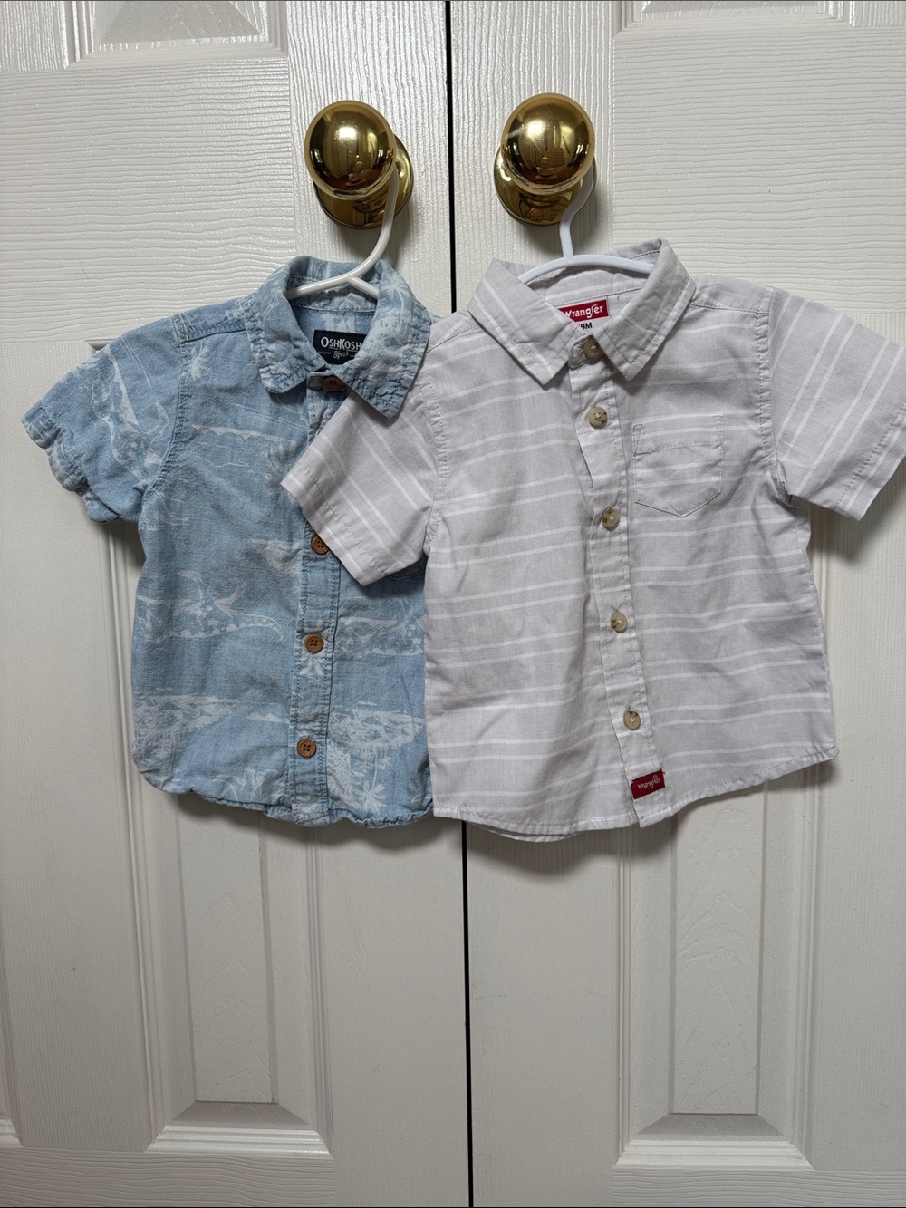 Wrangler and Oshkosh set of 2 Short Sleeve Shirts - Kids 18m